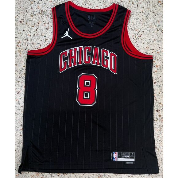 Nike NBA‎ Black Swingman Chicago Bulls #8 Zach Lavine Basketball Jersey Size XL